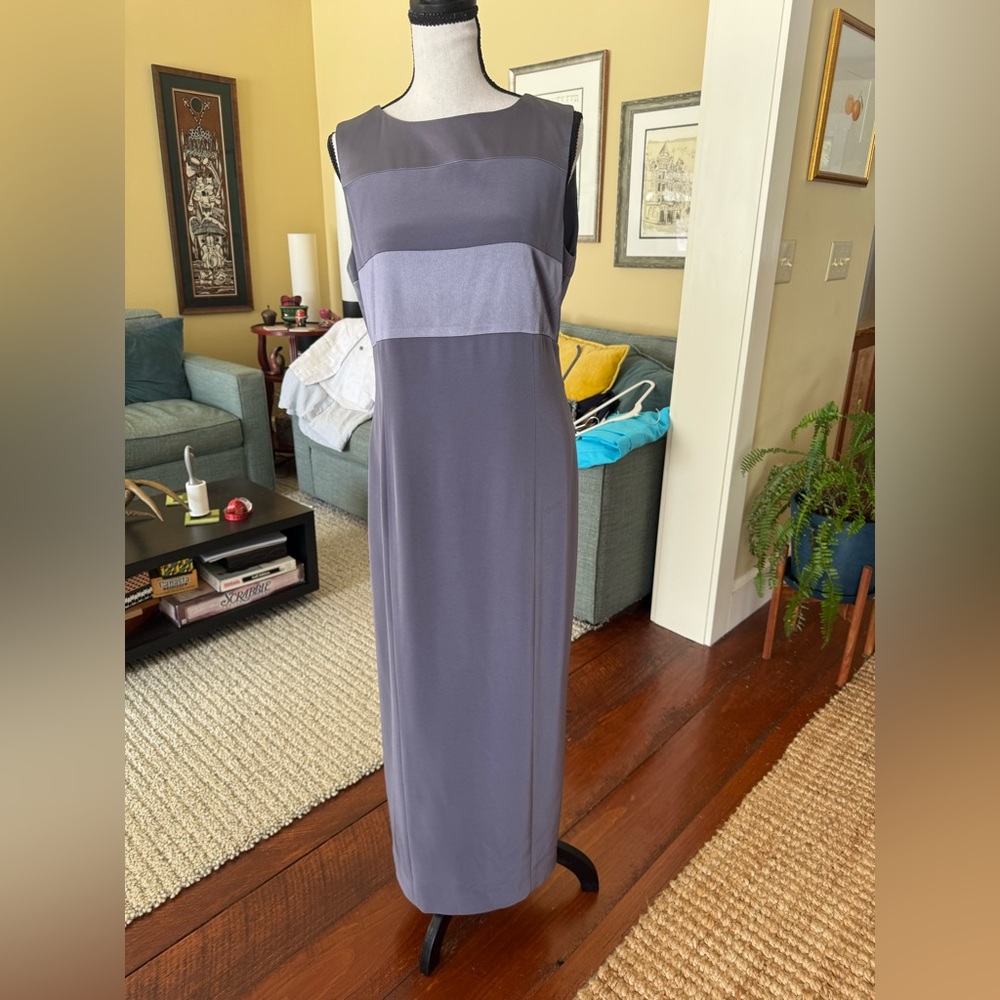 Jones New York Evening, #8 maxi dress with satin inset panels at neck & bust.